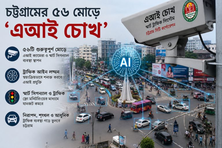 নগরীর ৫৬ মোড়ে বসছে ‘এআই চোখ’