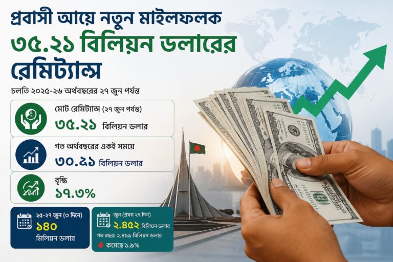 রেমিট্যান্সে নতুন মাইলফলক স্পর্শ করল বাংলাদেশ