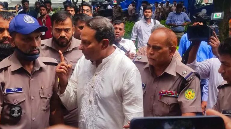 ‘হাত ধরবেন না’— এজলাসে ওঠার সময় পুলিশকে ইনু