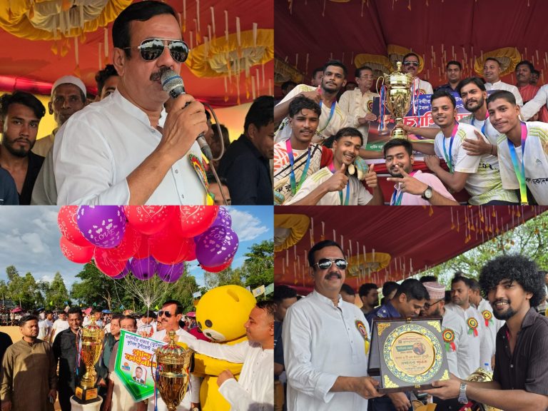 মগদীঘির মাঠে ফুটসাল ফাইনাল, বিজয়ীদের হাতে পুরস্কার তুলে দিলেন এটিএম জাহেদ চৌধুরী